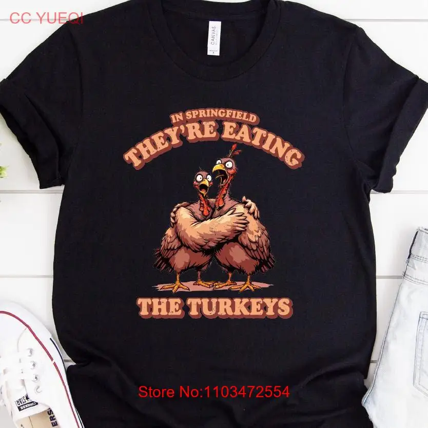 Футболка с рукавами In Springfield They're Eating The Turkeys Trump Harris 2024 длинные или короткие