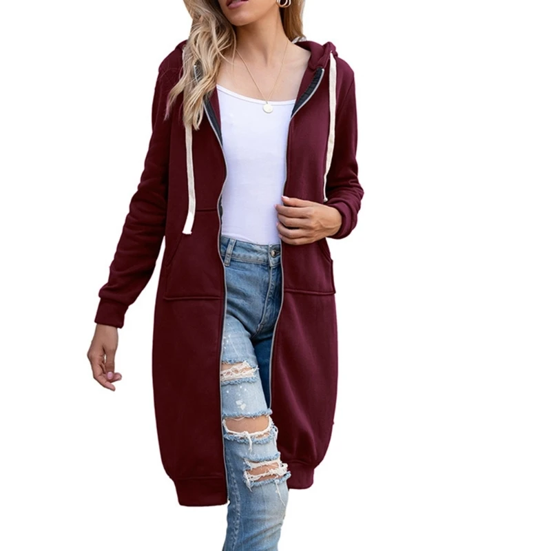 

Women Up Hoodies Long Fleece Jackets Lightweight Tunics Hooded Sweatshirt 57BD