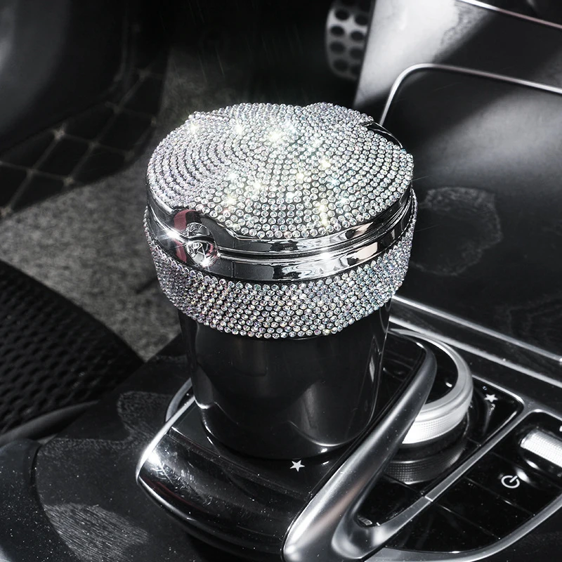

Women Bling Crystal Diamond Portable Smokeless Stand Cylinder Cup Holder with Cool Blue Led Light Indicator Drop Shipping