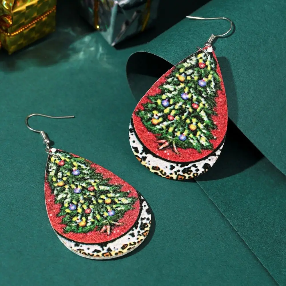 Серьги-гвоздики в стиле ретро на Рождество с леопардовым принтом