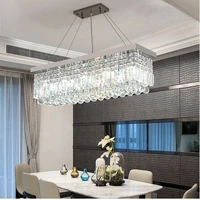 2022 new crystal restaurant chandelier light luxury post modern kitchen decorative lamp rectangular chandelier bar chandelier