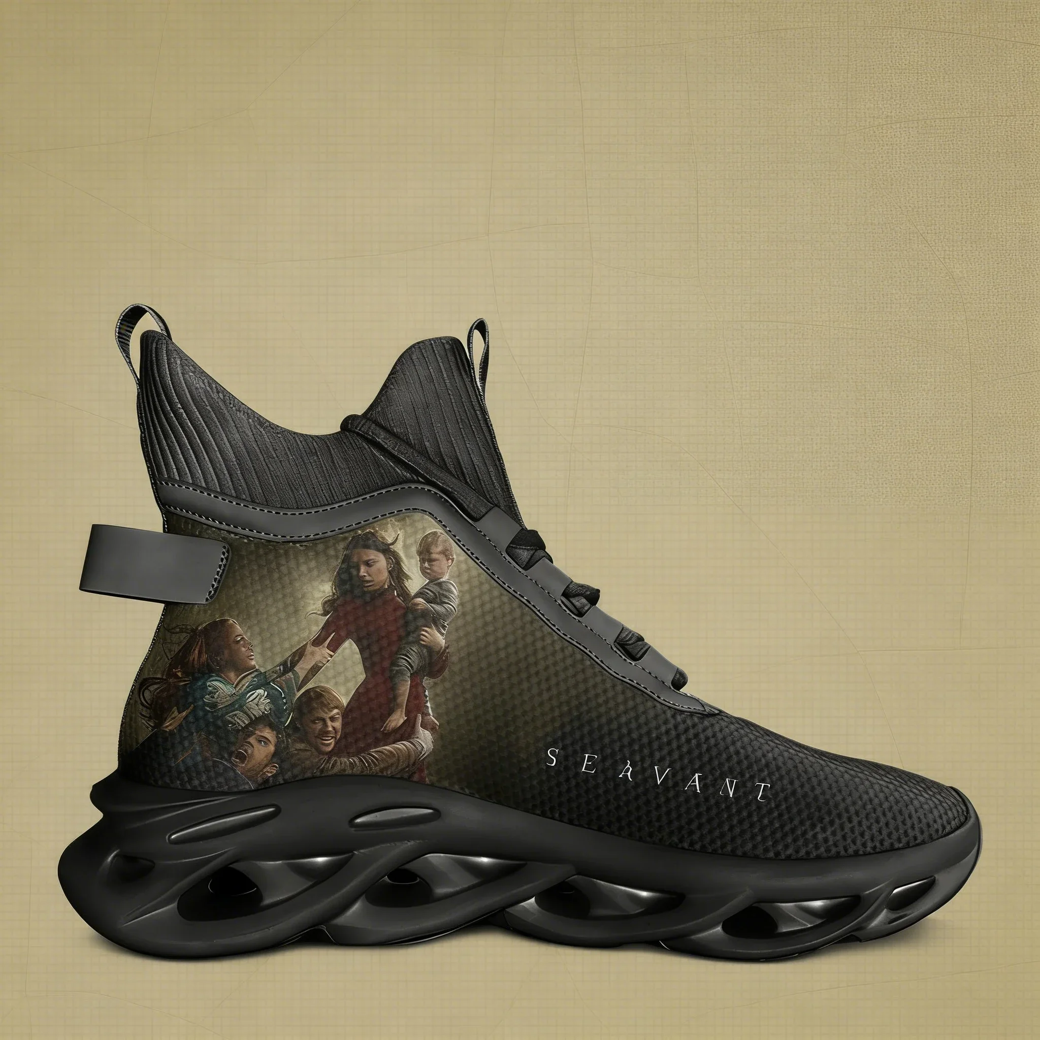 Фото Кроссовки Servant High Top Flats: мужские и женские спортивные кроссовки высокого качества, модные повседневные кеды на шнуровке, сетчатая обувь, индивидуальный дизайн №2