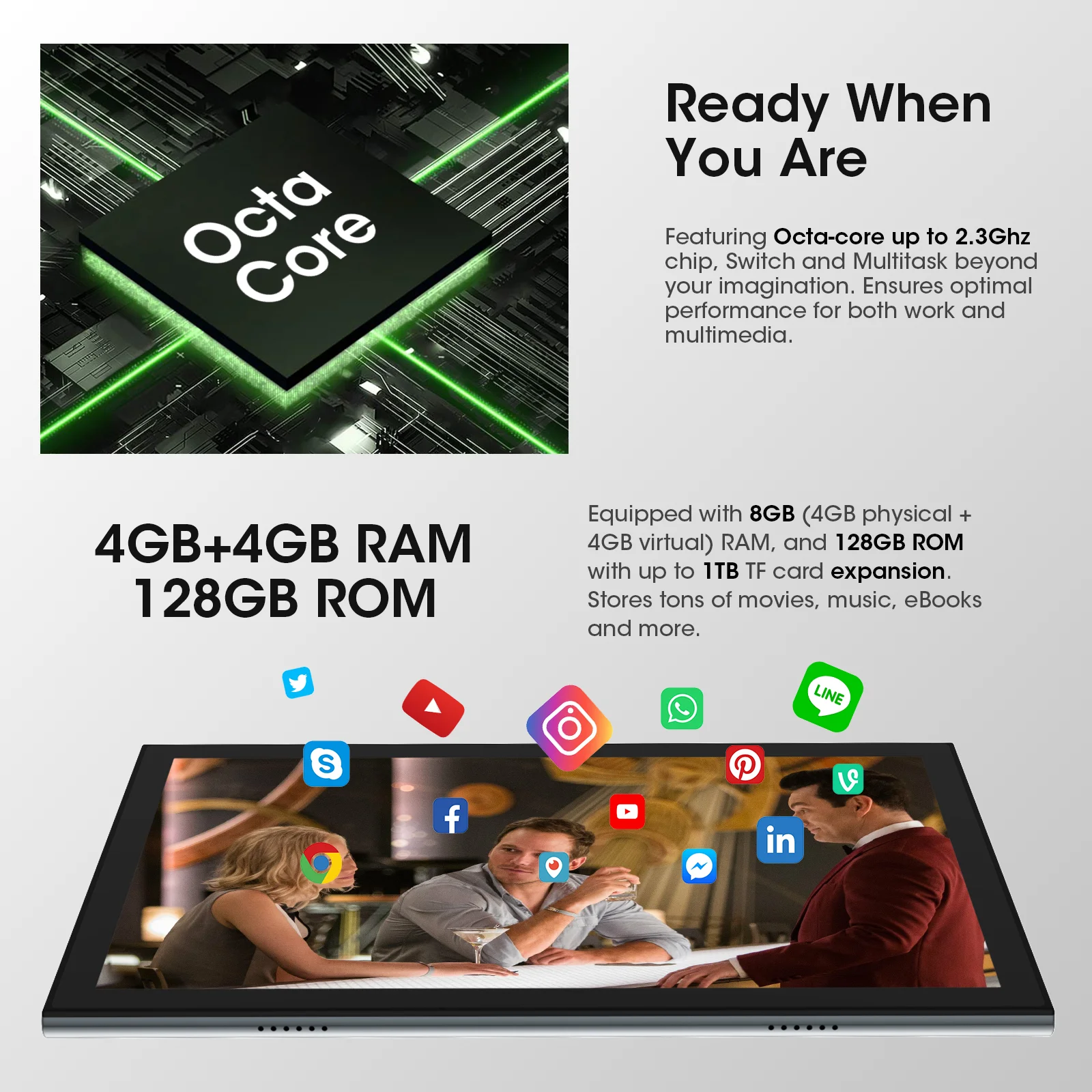 Планшет CWOWDEFU Android 14 4G SIM 8 ГБ 128 5G Wi-Fi 5 + МП