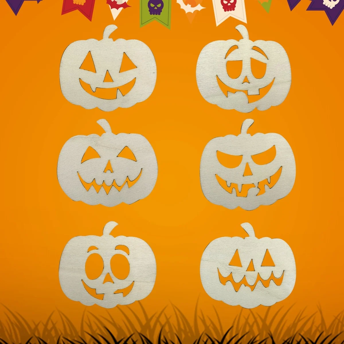 6 шт. деревянные подвесные украшения в виде тыквы