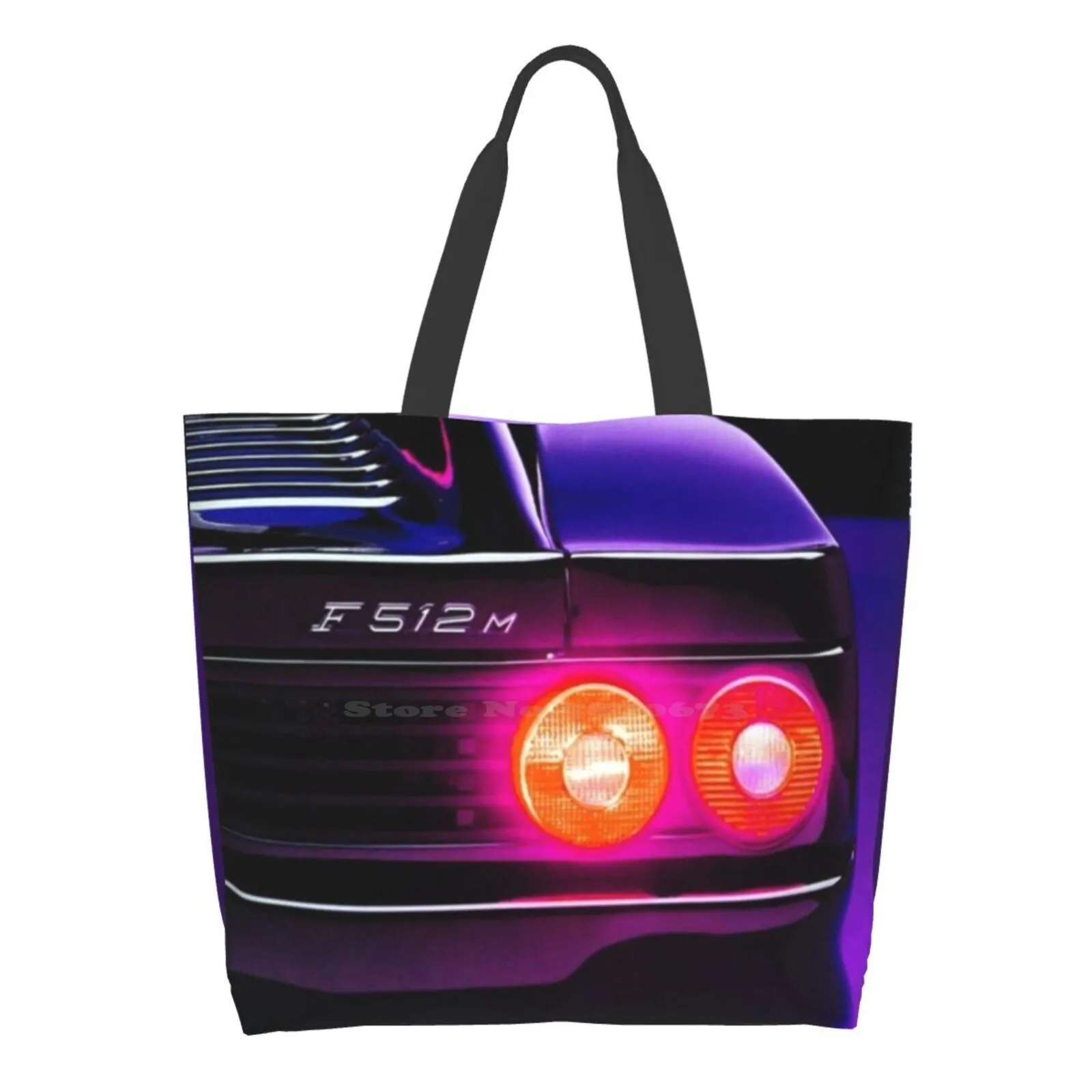 

Purple Car Sunset Vaporwave Mask Large Size Reusable Foldable Shopping Bag Synthwave Retrowave Synth Vaporwave Outrun