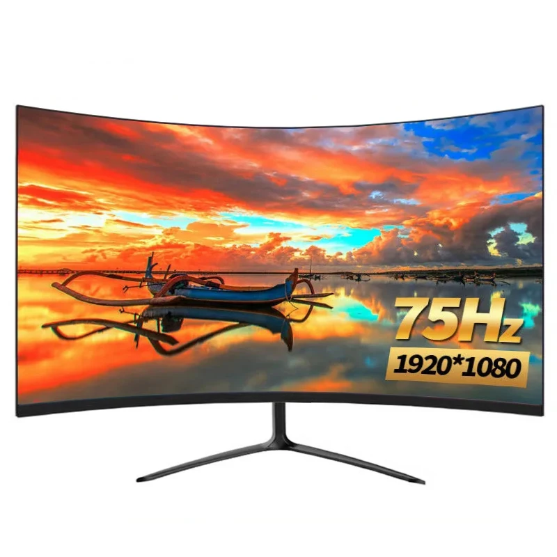 21.5inch Curved Monitors Gamer LCD Monitors PC 75hz Computer 1080p Displays HDMI compatible Monitors for Desktop for Laptops VGA