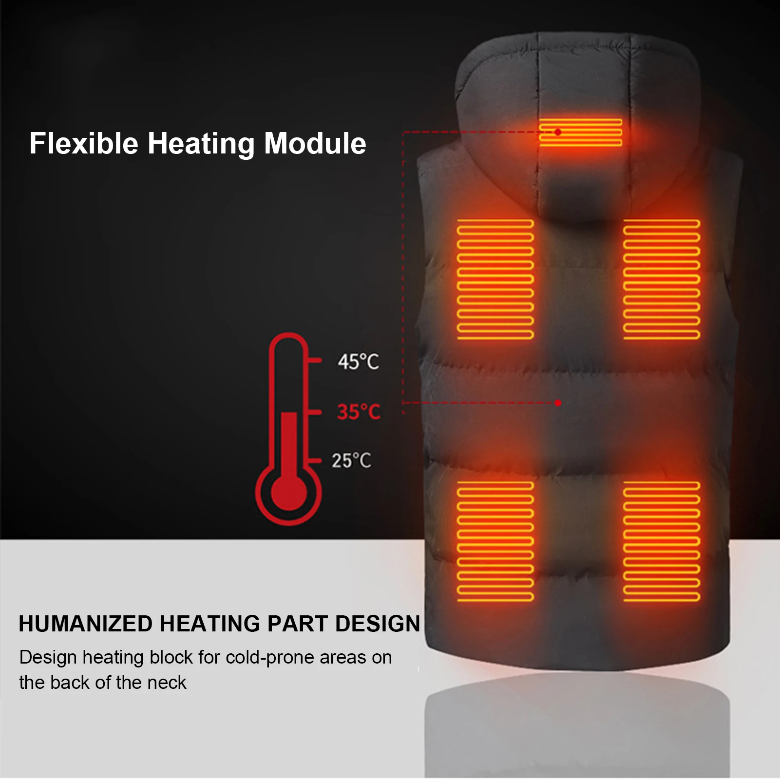 

USB Charging Electric Heated Vest 3-speed Temperature Control With 7 Zones Front And Rear Heating Vest For Men & Women Dropship