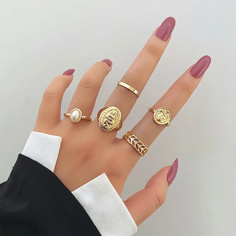 

Vintage Gold Color Love Heart Geometric Joint Ring Set for Women Minimalist Metal Opening Knuckle Ring 2022 Jewelry Gift