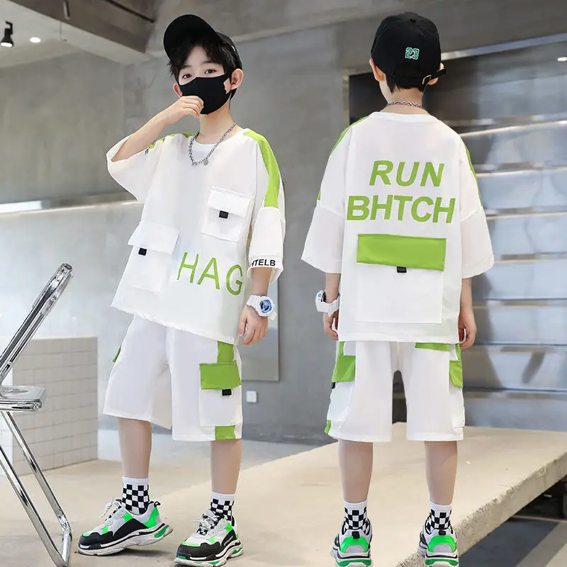 2022 New Boys Clothing Sets Summer Kids Boys Suit T-shirt + Shorts 2 Pieces Suit Kids Teenage Outfits For 4 6 8 10 12 14 Years images - 6