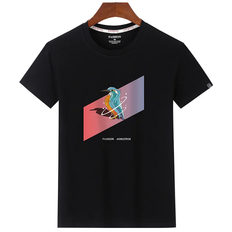 

6877 Men's T-Shirts Summer Short Sleeve t shirt men Simple creative design line cross Print cotton Brand shirts Men Top Tees