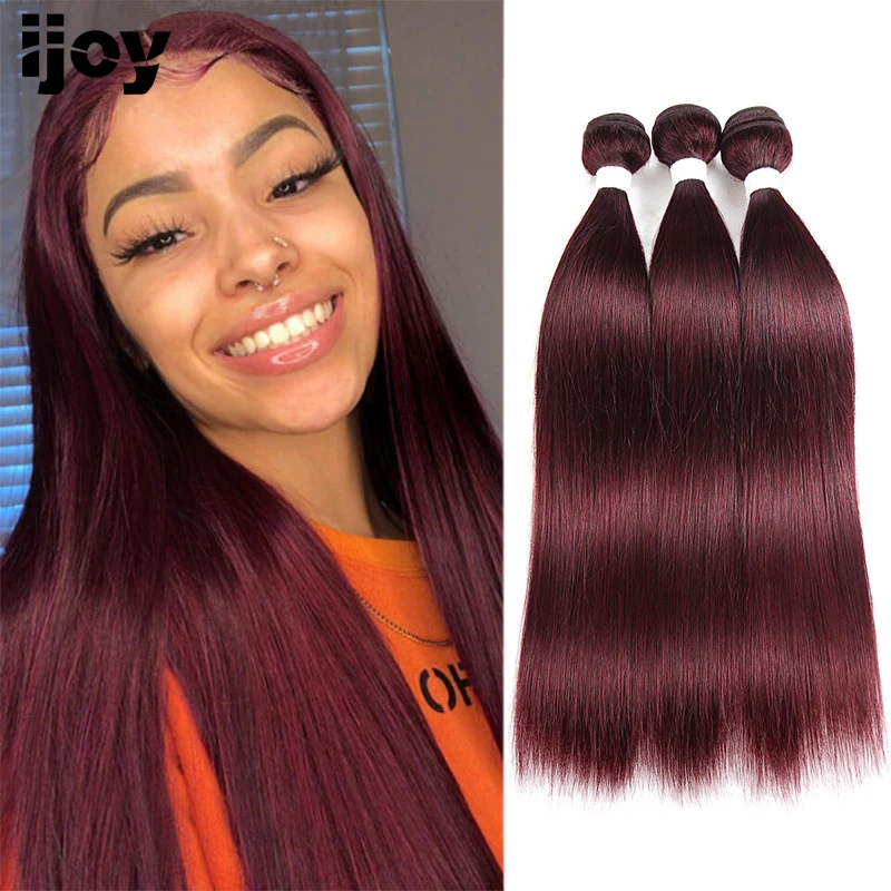 99J RedWine Straight Human Hair Bundles 3/4PCS Brazilian Non-Remy Pre-Colored Hair Weave 100% Human Hair Extension IJOY