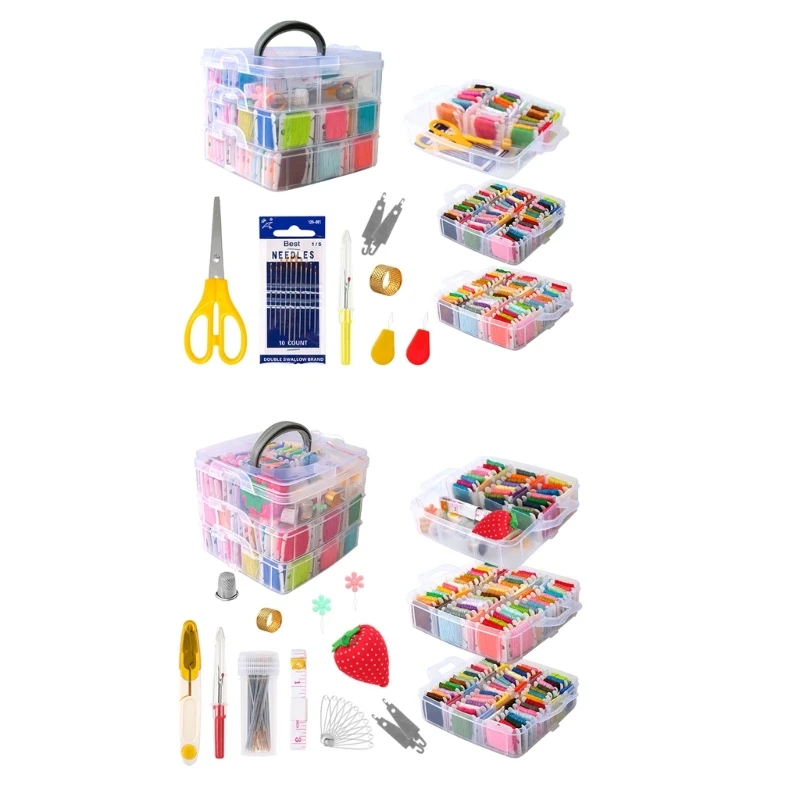 

Embroidery Thread Set, 150 Colored Thread Embroidery Set and Tools with Box