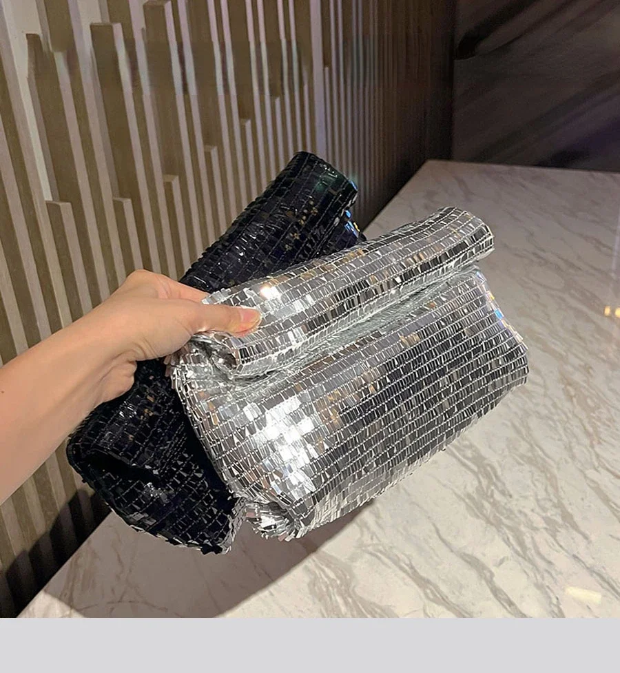 Дизайнерские Роскошные сумочки серебристые блестящие Искусственные женские