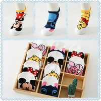 5 pairspack cotton socks women short socks cartoon stevens mickey minnie donald duck winnie bear socks cute girl cotton socks