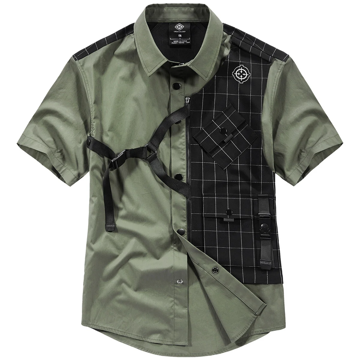Summer 2022 New Short Sleeve Shirt Men's False Two Pieces Work Clothes Shirt Loose Mechanical Style Top