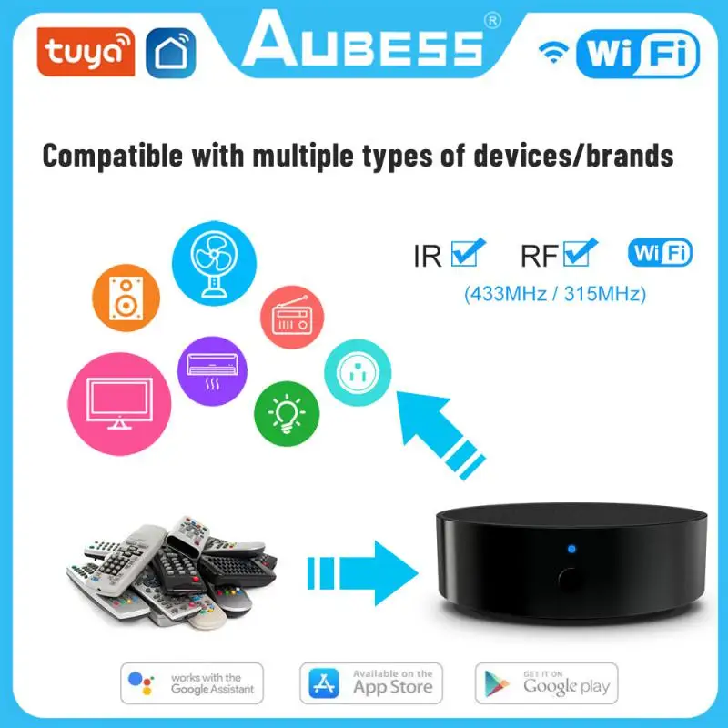 

Пульт дистанционного управления AUBESS Tuya, универсальный инфракрасный Wi-Fi пульт дистанционного управления для кондиционера и телевизора, с поддержкой Alexa и Google Home