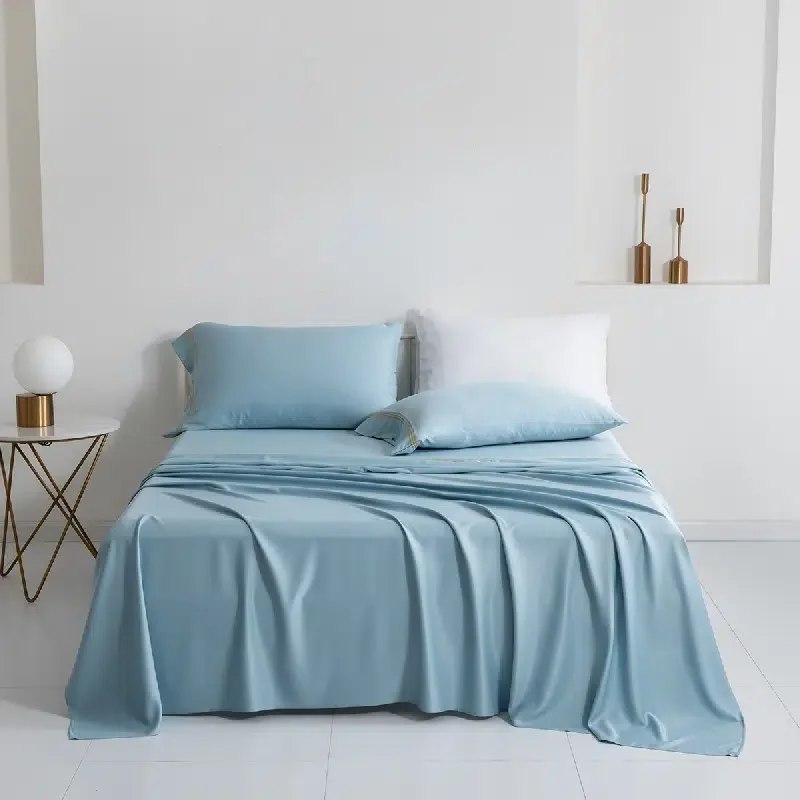 

Organic Cotton Fitted Sheet Set (1 Fitted Sheet + 1 Flat Sheet + 1/2 Pillowcase), Lightweight & Breathable Bedding