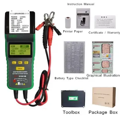 

DY2015B новый выпущенный с принтером тестер аккумулятора электромобиля емкость 12V6 0A измеритель заряда аккумулятора вилка