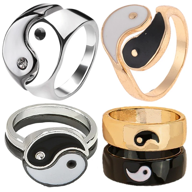 

Vintage Stainless Steel Tai Chi Rings for Men Women Couple Rings Yin Yang Gossip Ring Punk Hip Hop Biker Finger Biker Jewelry