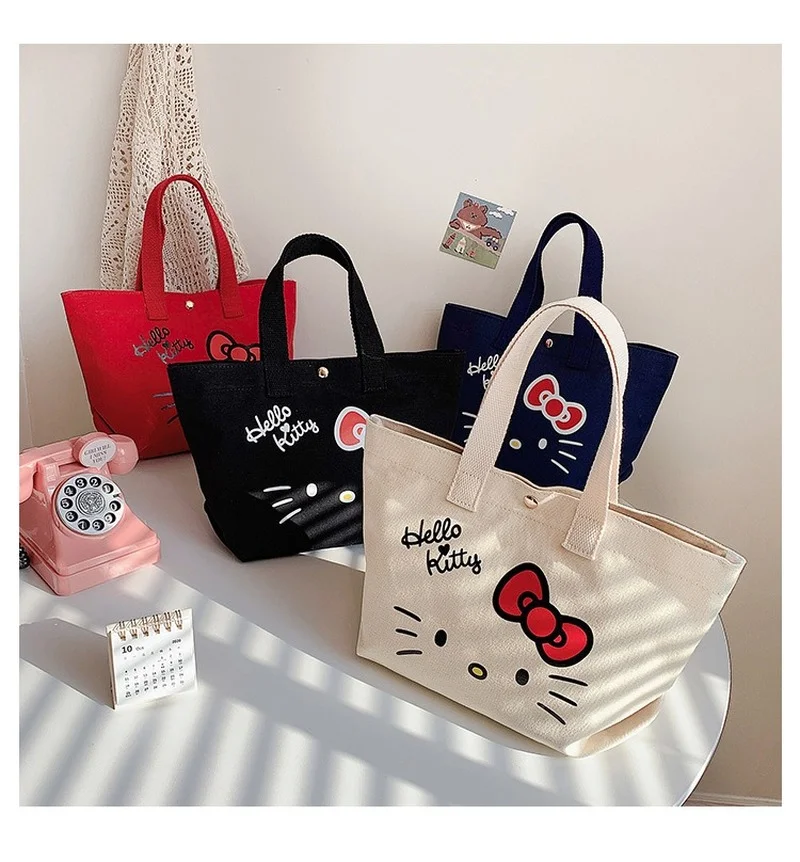 

Косметичка Hello Kitty с рисунком из мультфильма, свежая холщовая Портативная сумка для мамы, Женский кошелек для хранения закусок, милый кошелек для девочек