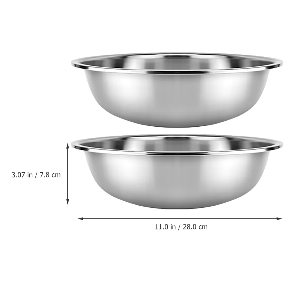 

2Pcs Stainless Steel Basin Fruits Storage Basin Thick Stainless Basin Large Metal Basin Kitchen Mixing Basin