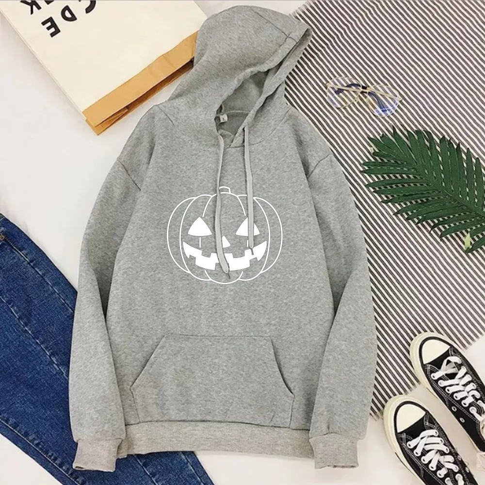 Pumpkin Hoodies Women Fall Sweatshirt Halloween Pumpkin Clothing Print Thanksgiving Hoodies Women Tops Korean Casual