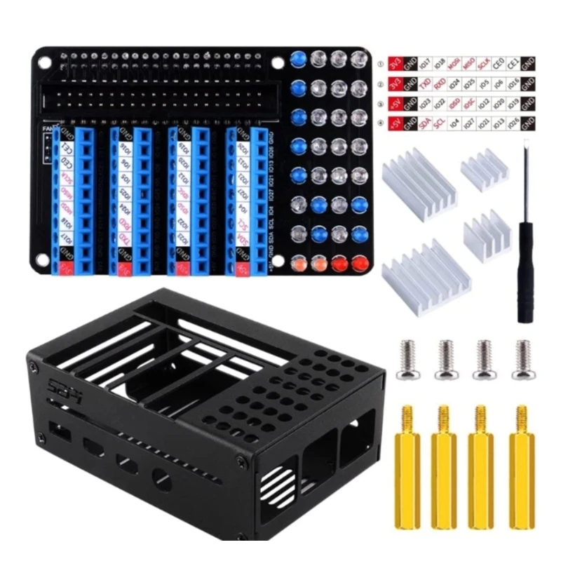 

Metal Case- Enclosure For Raspberry 4B GPIO Light Board Expansion Board Box