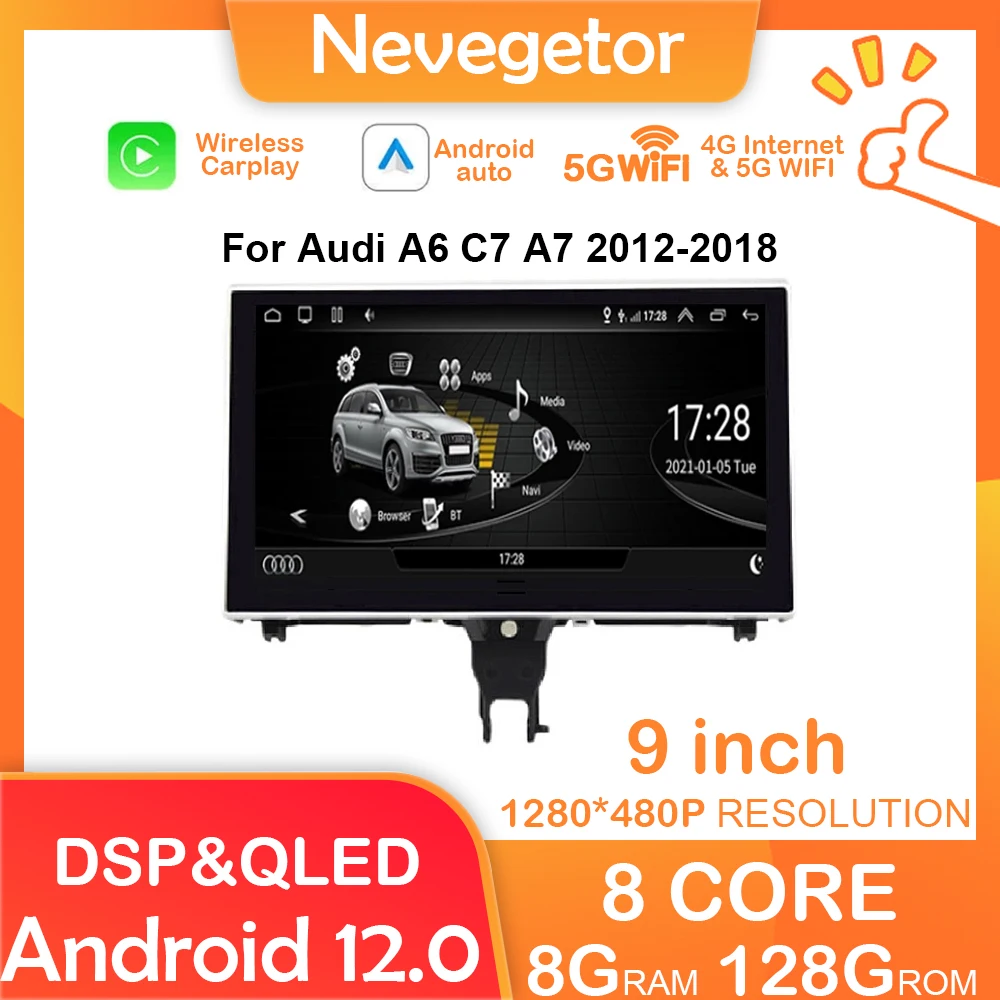 

9 дюймовый автомобильный мультимедийный плеер для Audi A6 C7 A7 2012-2018 Android Автомобильные мониторы стерео радио Carplay сенсорный экран GPS навигация