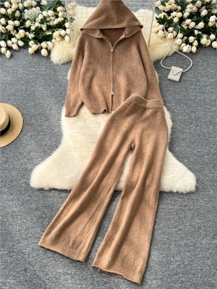 Женский вязаный свитер брючные костюмы зимняя мода корейские блузки топы и