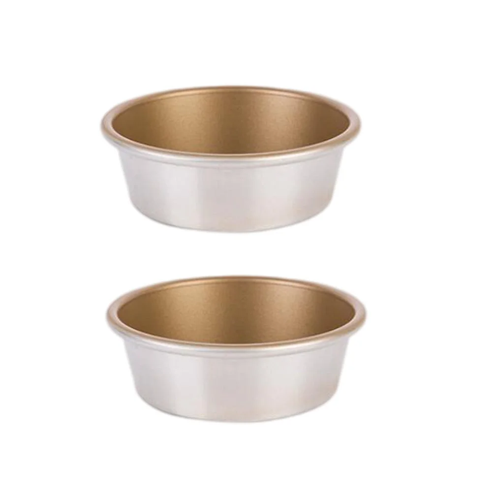 

2pcs Round Cake Molds Non-stick Burger Molds Practical Tools (Golden)