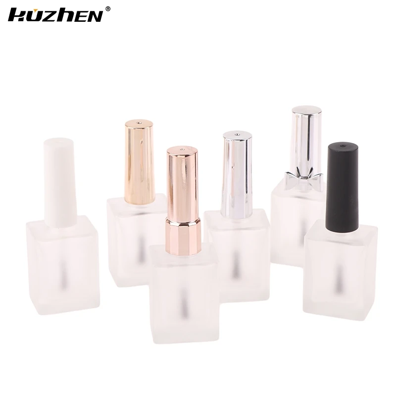 Пустая матовая круглая бутылка для лака ногтей 15 мл с портативной щеткой