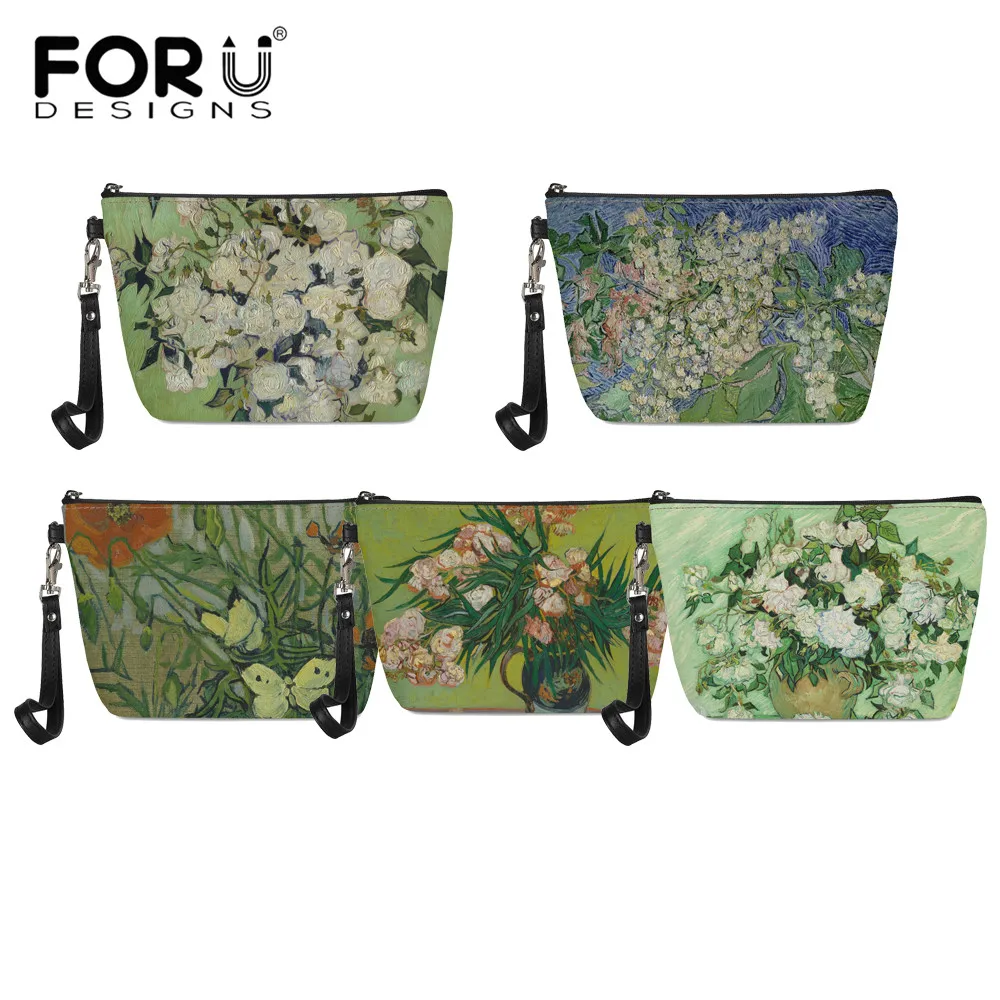 

FORUDESIGNS Women's Cosmetic Bag Monet Still Life Flower Oil Painting Makeup Organizer Boxes Youth Girls Leather Toiletry Bag