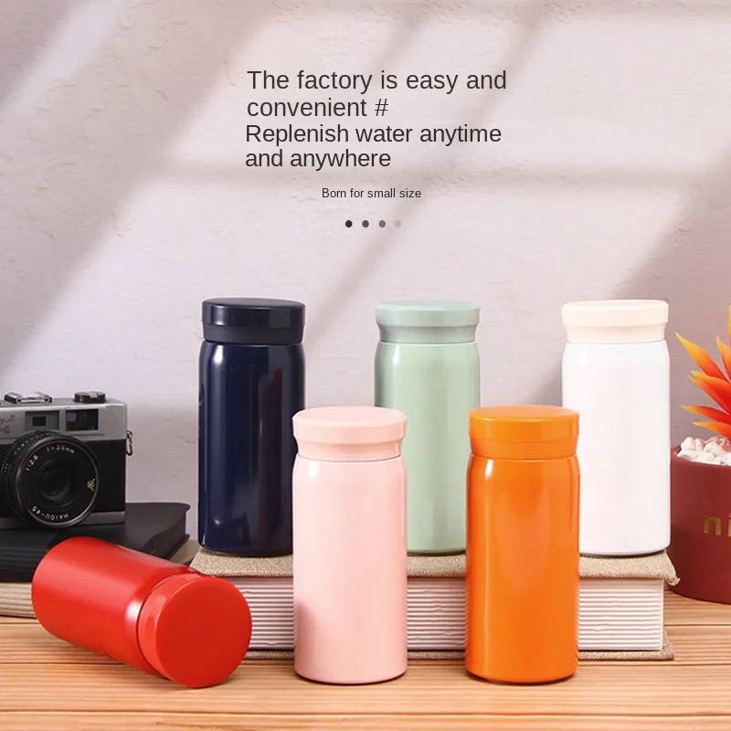 

Water Bottle Thermos Macaron Color Pocket Cup 304 Stainless Steel Compact Insulation Cup Portable Cute Student Pocket Cup