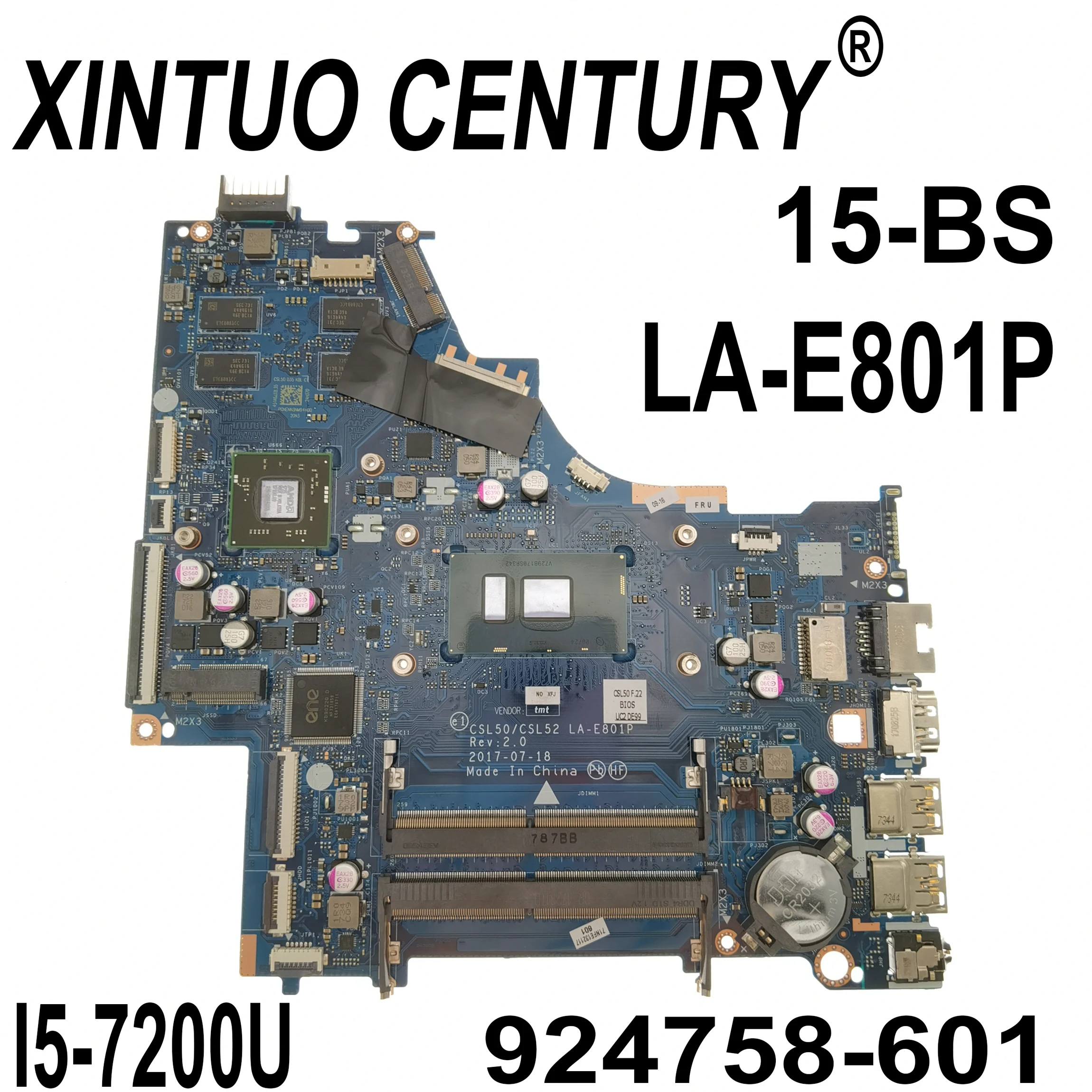 

924758-001 9286418-001 924758-601 9286418-601 для HP 15-BS Материнская плата ноутбука LA-E801P SR342 i5-7200U процессор DDR4 100% протестирован