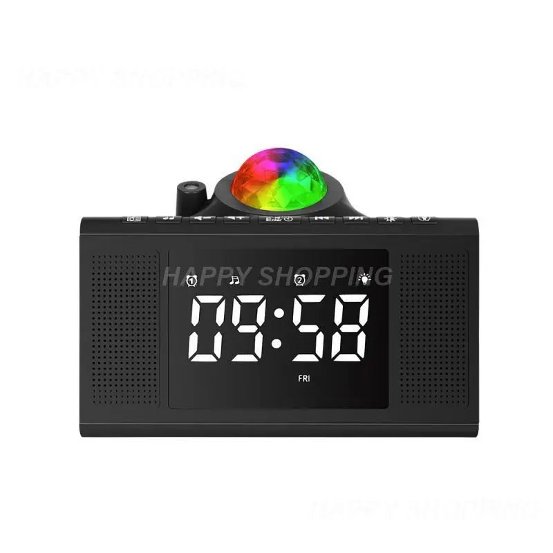 

Digital Alarm Clock Projection Lamp Calendar Music Starry Color Changing Desk Clock Built-in Bt Music Player Children Gift