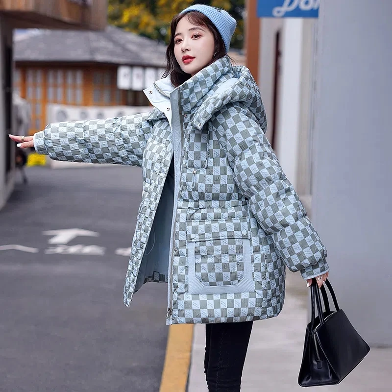 Down Cotton Jacket Women 2022 Winter New Temperament Fashion Casual Padded Coat Female Loose Hooded Long Thick Warm Parkas