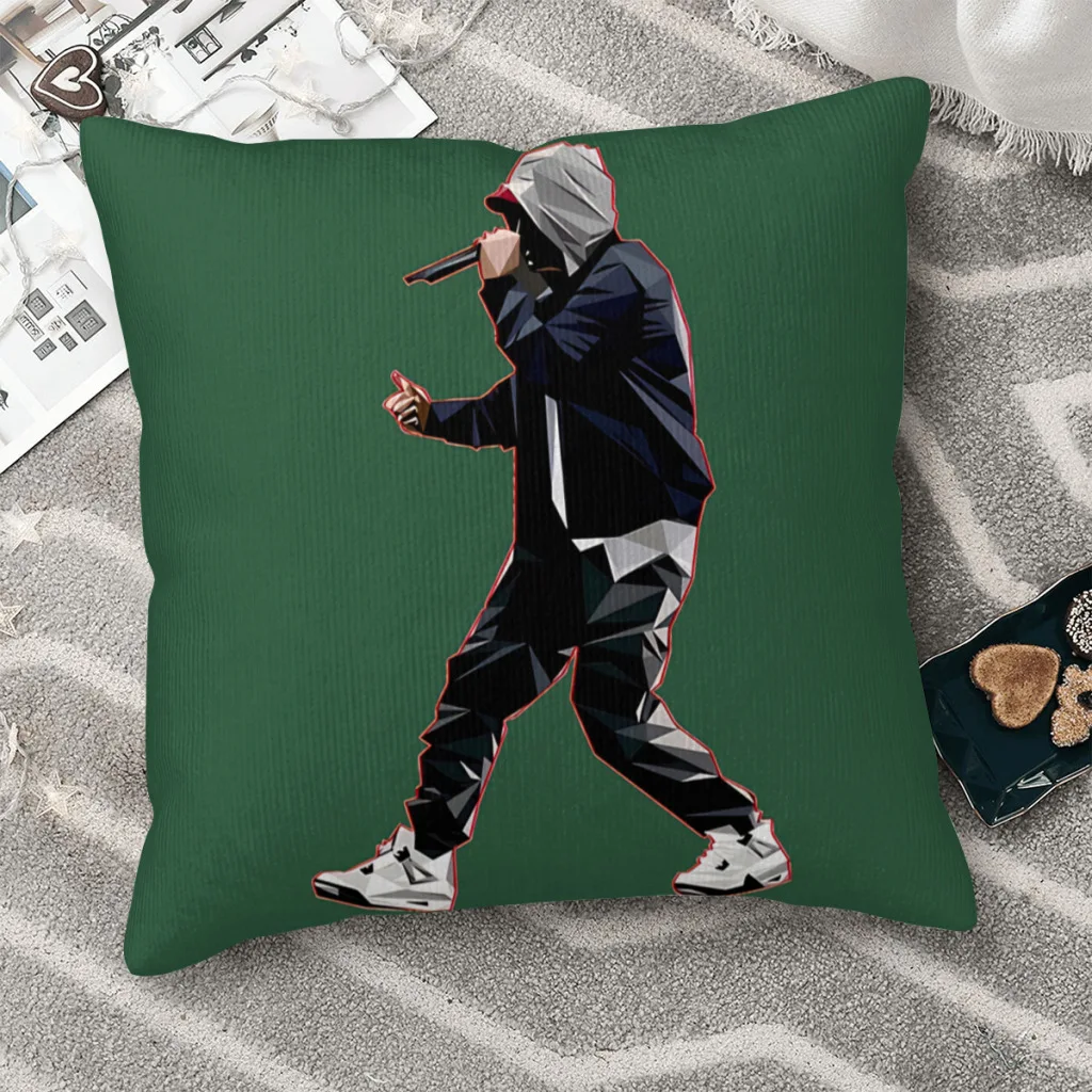 

Eminem Green Throw Pillow Case Hip Hop Cushion Home Sofa Chair Print Decorative Hug Pillowcase