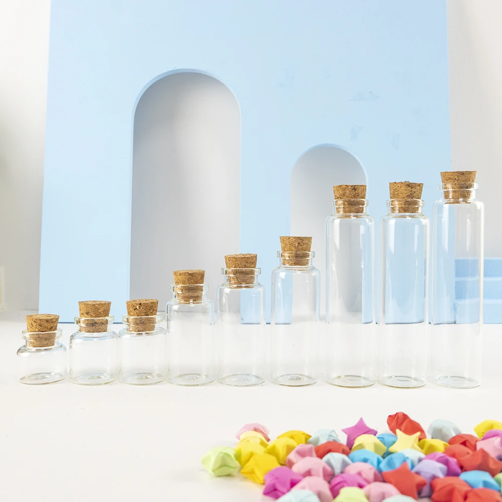 

12Pcs Jewelry Packaging Appliance Clear Glass Corked Jars Festival Gifts Crafts Vials Reusable Hyaline Vitreous Ornaments Bottle