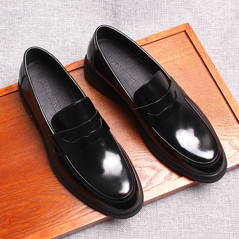 

Autumn Summer Style Mens Loafers For Wedding Party Dance Black Brown Genuine Leather Slip On Men's Dress Shoes Casual Business
