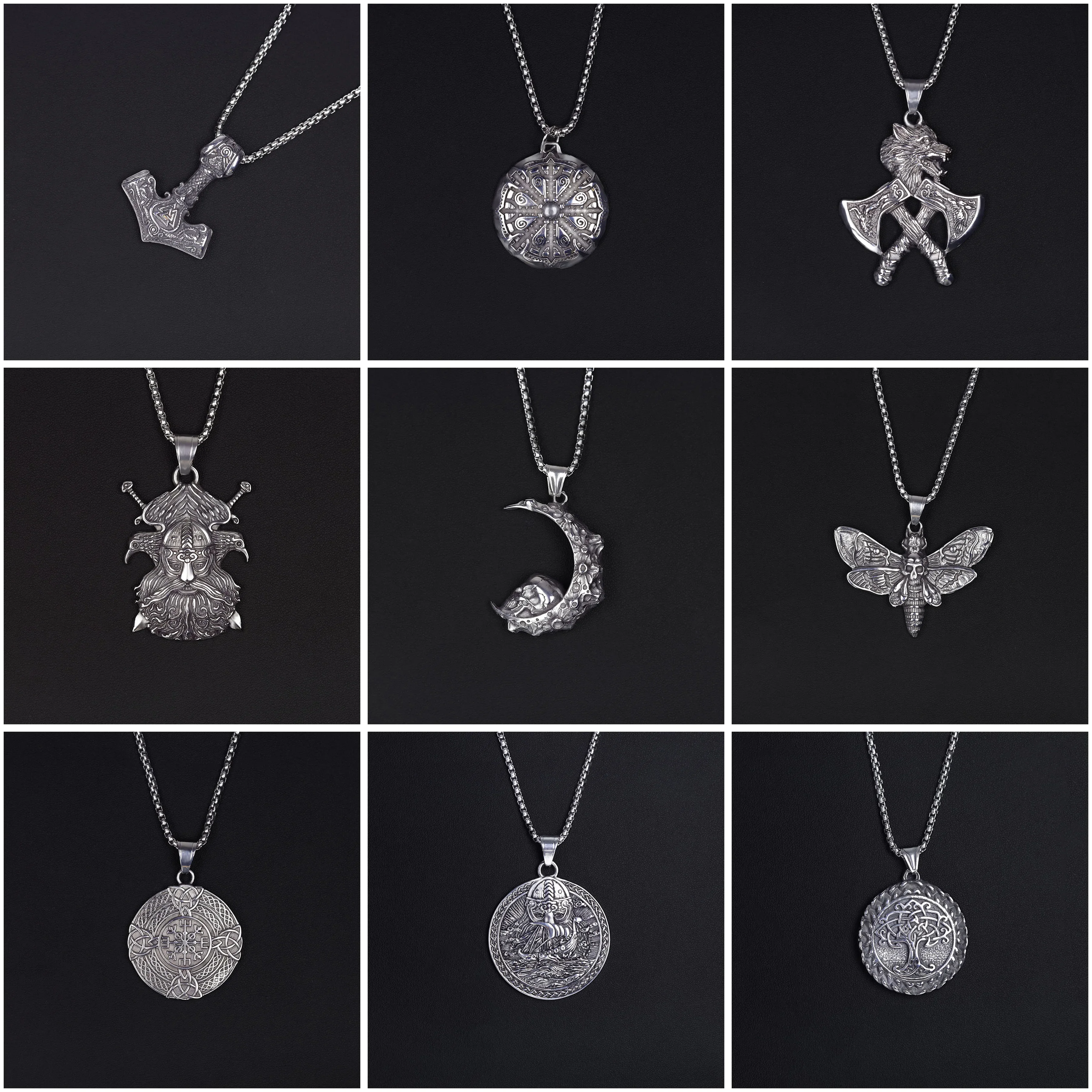 Мужское ожерелье из нержавеющей стали с молотом Тора викингов треугольная руна