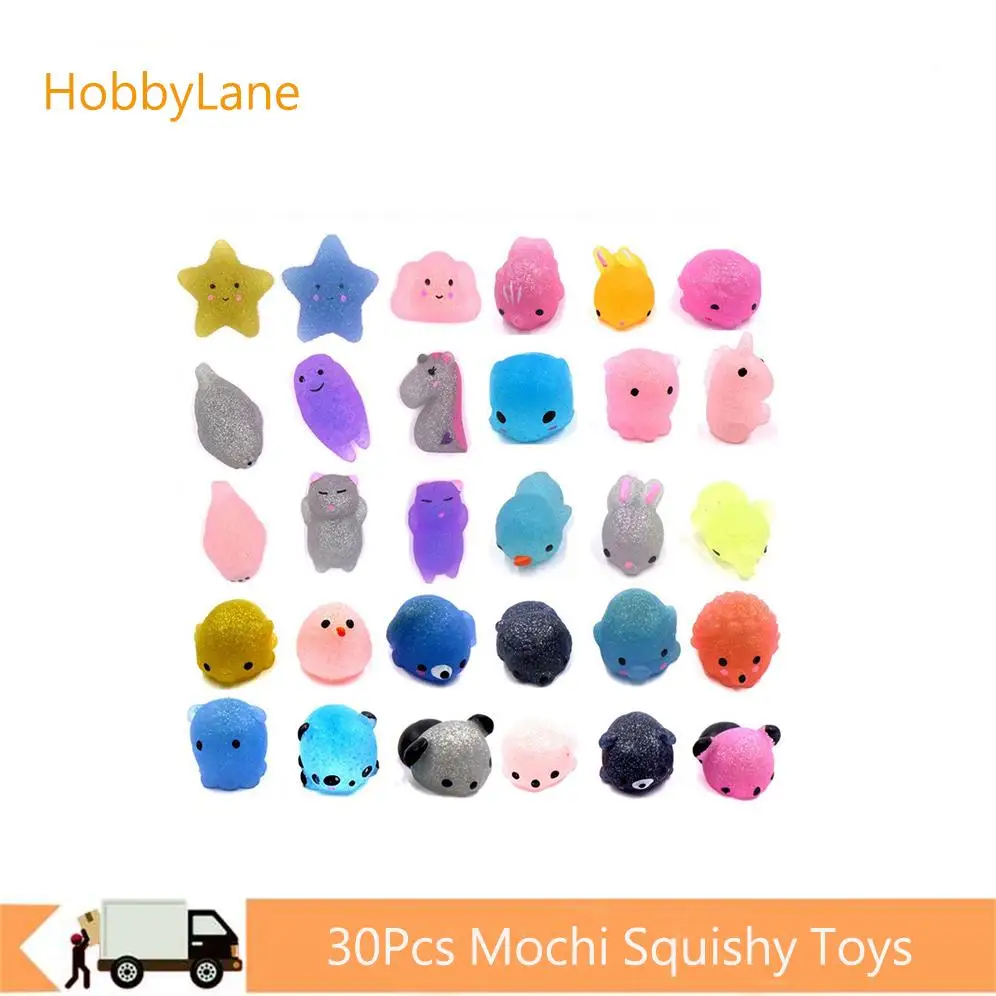 

30Pcs Mochi Squishy Toys Glitter Mini Animal Shaped Squishies Toys Party Favors for Kids Stress Relief Toys Birthday Party Gifts