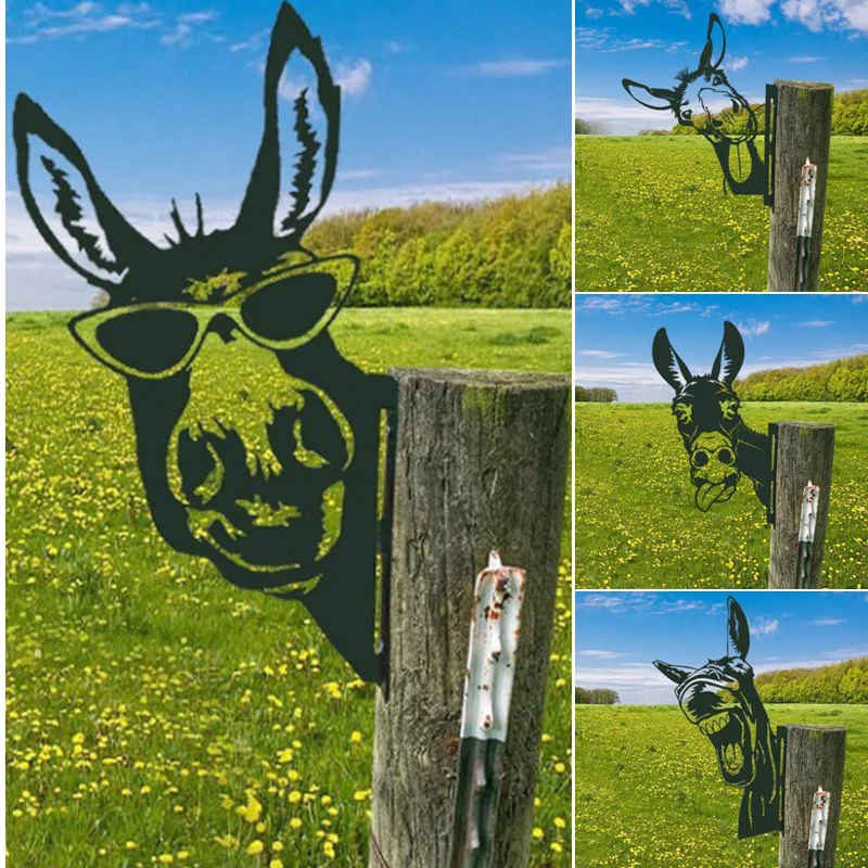 

Garden Donkey Piles Metal Donkey Silhouettes Decoration Waterproof Weatherproof Donkey Yard Art for Courtyards Backyards Lawns