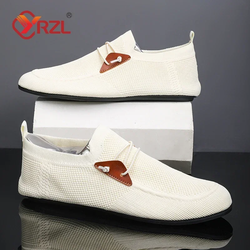 YRZL Mesh Loafers Men Driving Moccasins Thin Bottom Flats Walking Shoes Breathable Non Slip Casual on Mens