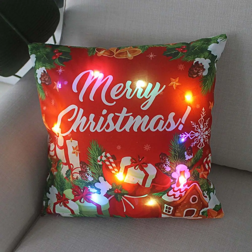 

Creative Pillow Case Plush Sofa Cushion Cover Elk Snowman Printed Ornaments Christmas Decoration Home Decor Supplies