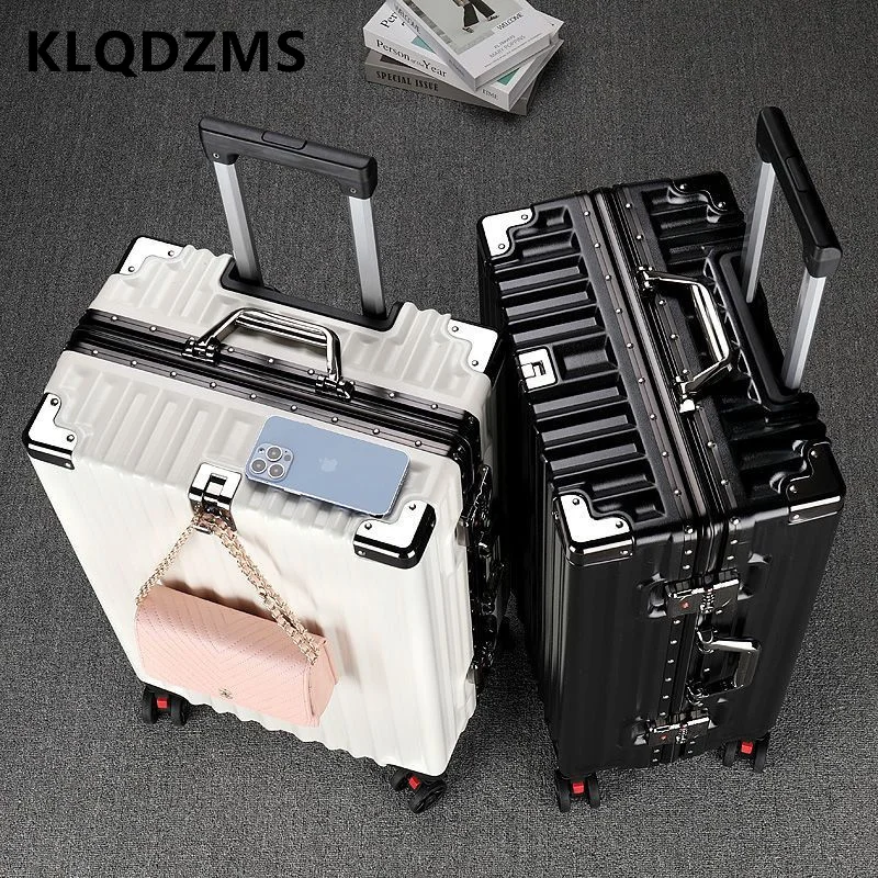 

Чемодан KLQDZMS 20 дюймов, 22 дюйма, 24 дюйма, 26 дюймов, 28 дюймов, алюминиевая рама, троллейборд, прочный и долговечный чемодан на колесах