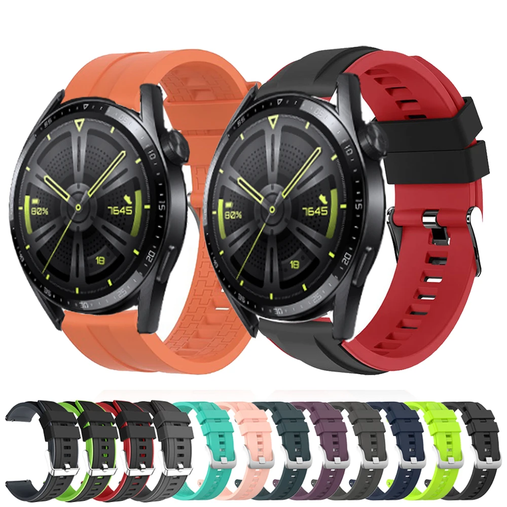 

20mm 22mm Watch Strap For Huawei GT3 42mm 46mm Sport Silicone Wrist Band For Huawei Watch 3 Pro/GT Runner/GT 2 Pro 2E Bracelet
