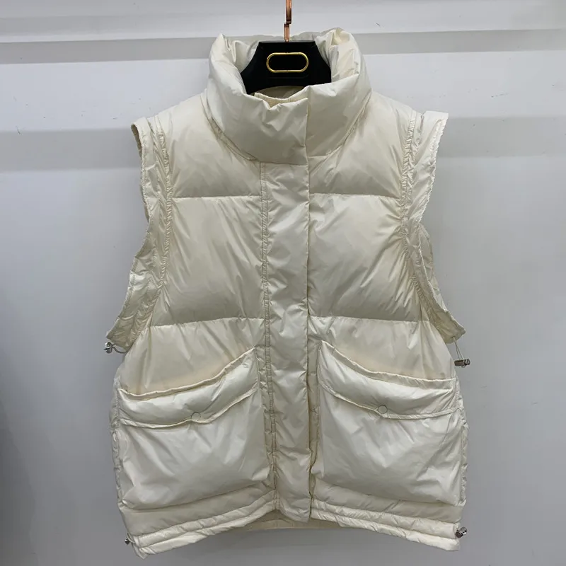 Down vest women's loose ruffled 2022 new popular Korean version slim waistcoat down jacket coat large size enlarge