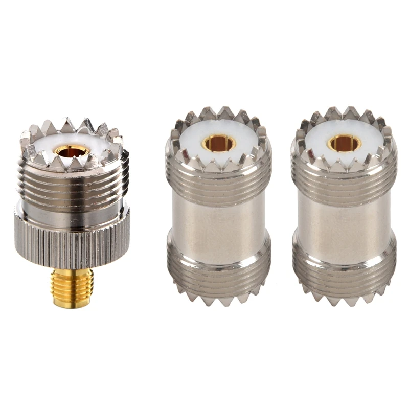 

JFBL Hot UHF Female SO-239 To SMA Female RF Coaxial Converter With 2-Pack PL-259 UHF Female To UHF Female Coax Cable Adapter