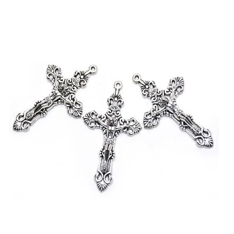 10 шт. Подвески с крестом христианского Иисуса 55x33 мм тибетские серебряные подвески ювелирные изделия Сделай Сам браслеты серьги ожерелье ручной работы
