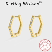 new trend 18k gold irregular geometry full diamond earring for women girl oval original sterling silver anniversary gift jewelry